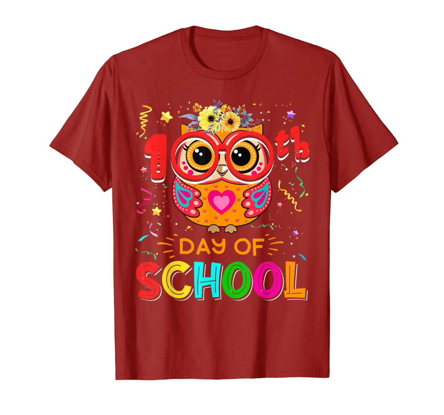 100th Day of School Owl Shirt Teacher Student Kids Gift T-Shirt