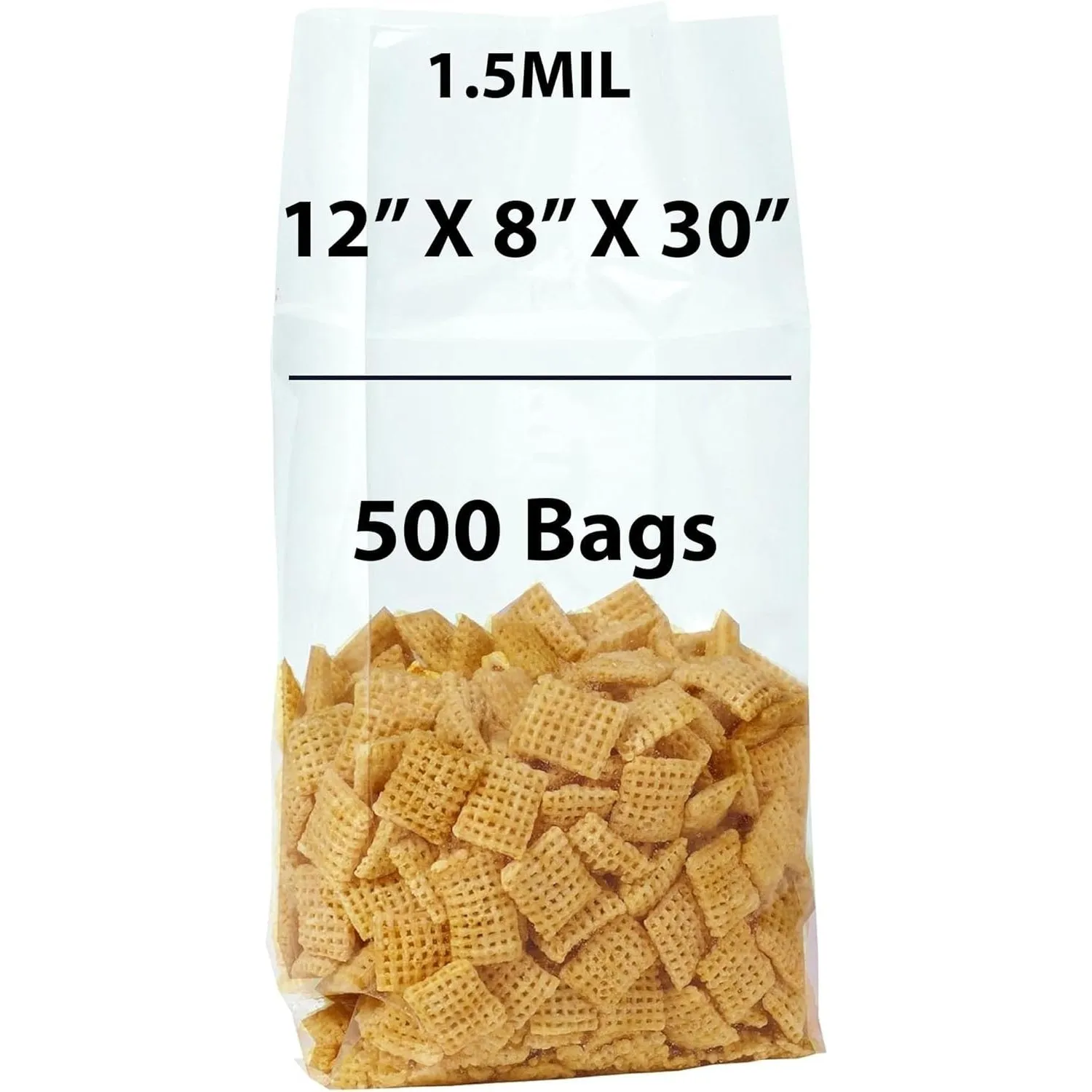 12X8X30 Inches Gusseted Polypropylene Bags 1.5 Mil Side Gusset
