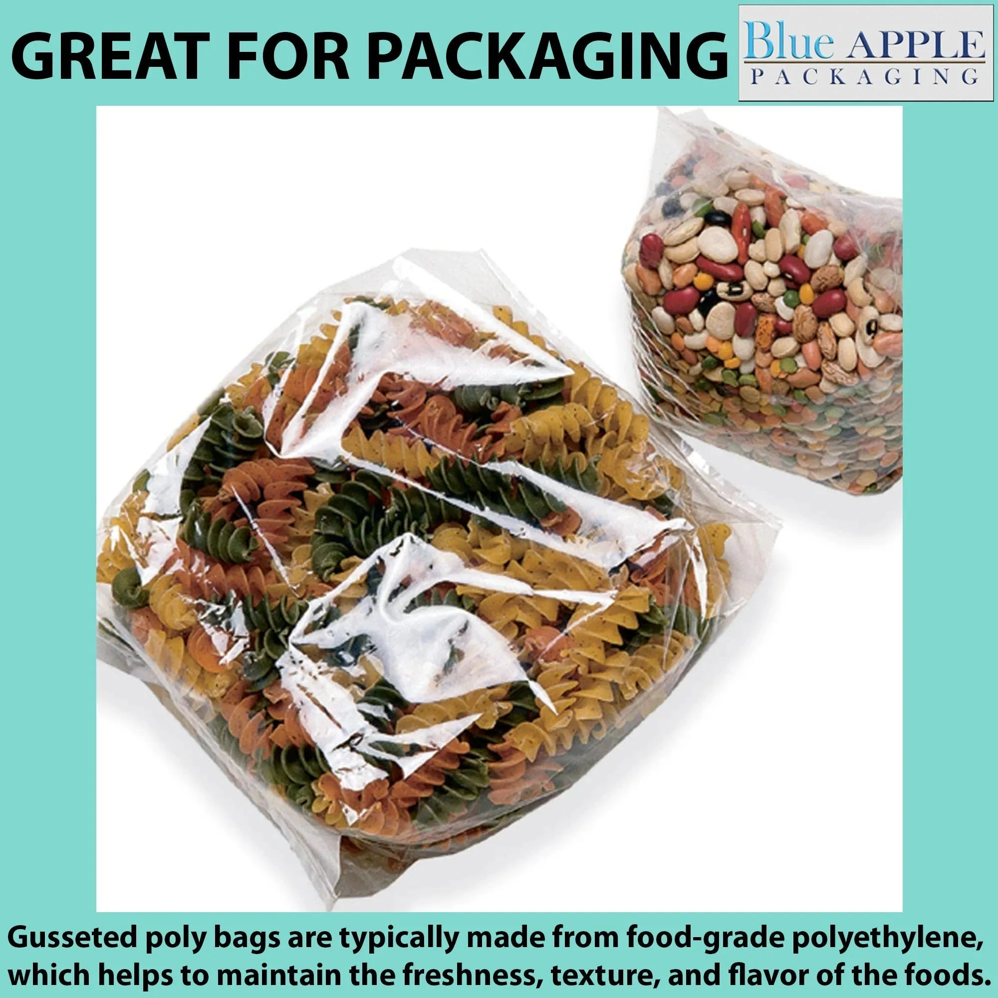 12X8X30 Inches Gusseted Polypropylene Bags 1.5 Mil Side Gusset
