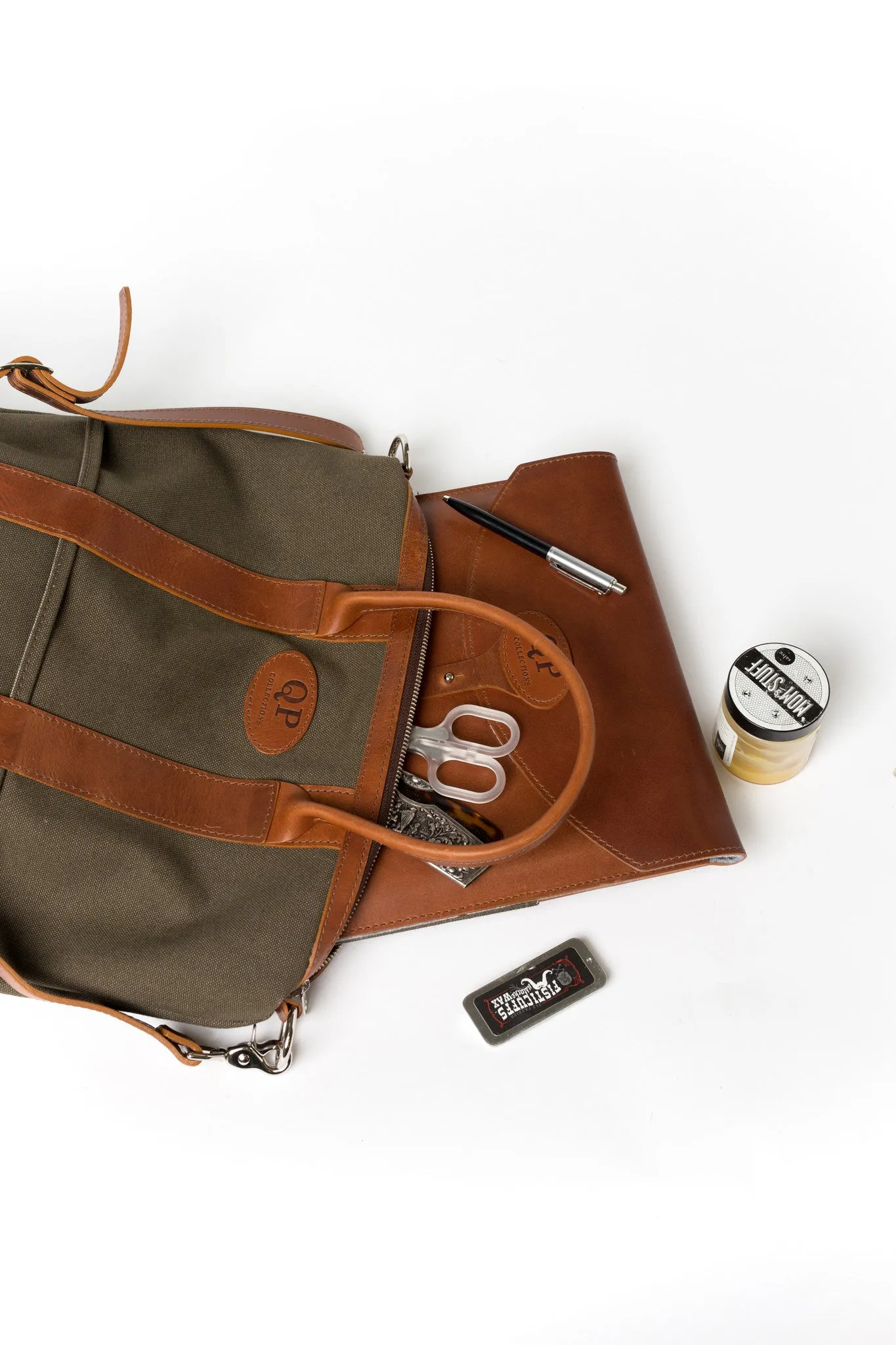 13" Laptop Case - Tan and Green - Monogram