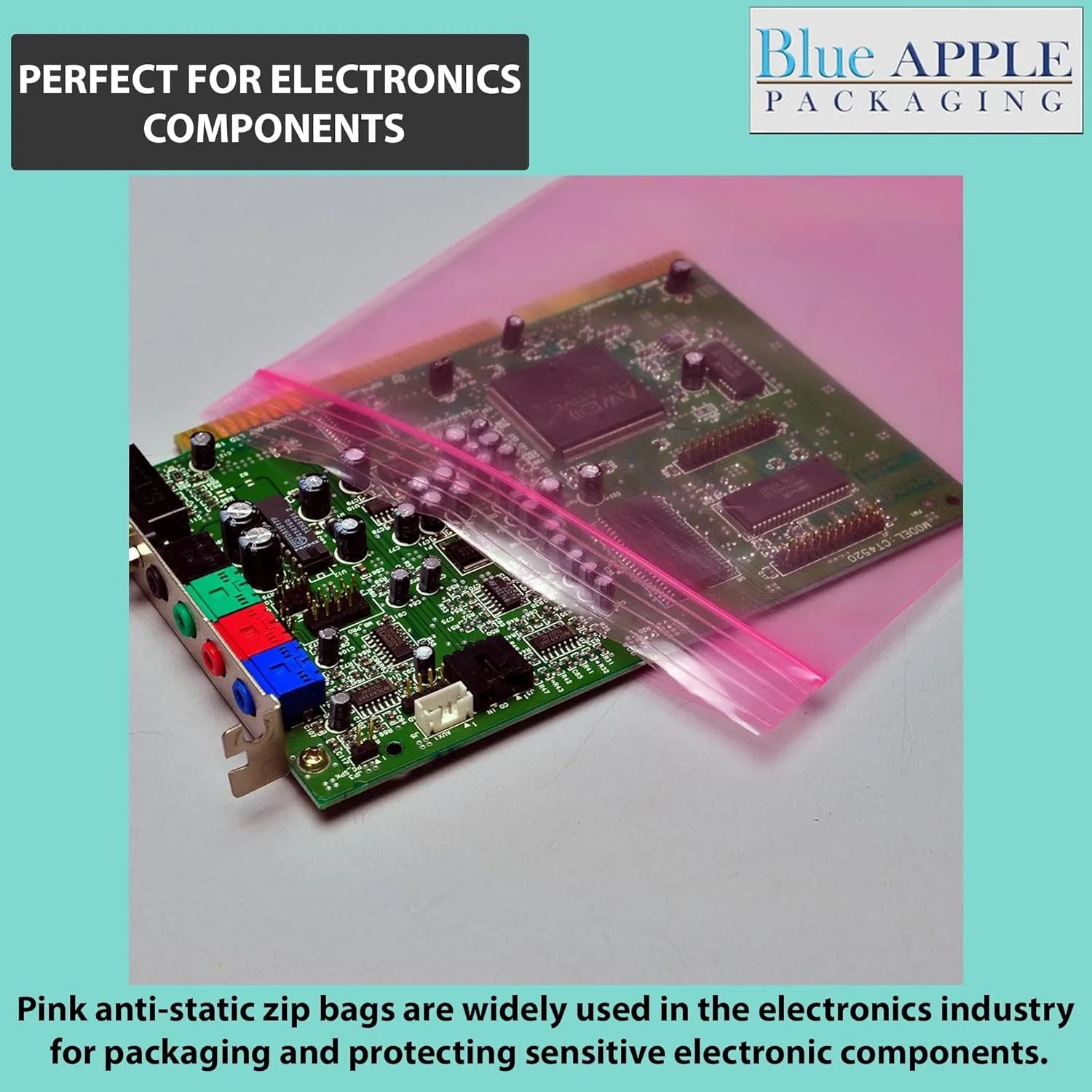 13X18 inches Pink Anti Static Zip Lock Bags 4 Mil