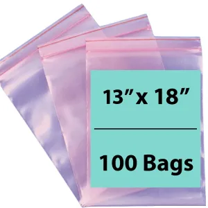 13X18 inches Pink Anti Static Zip Lock Bags 4 Mil