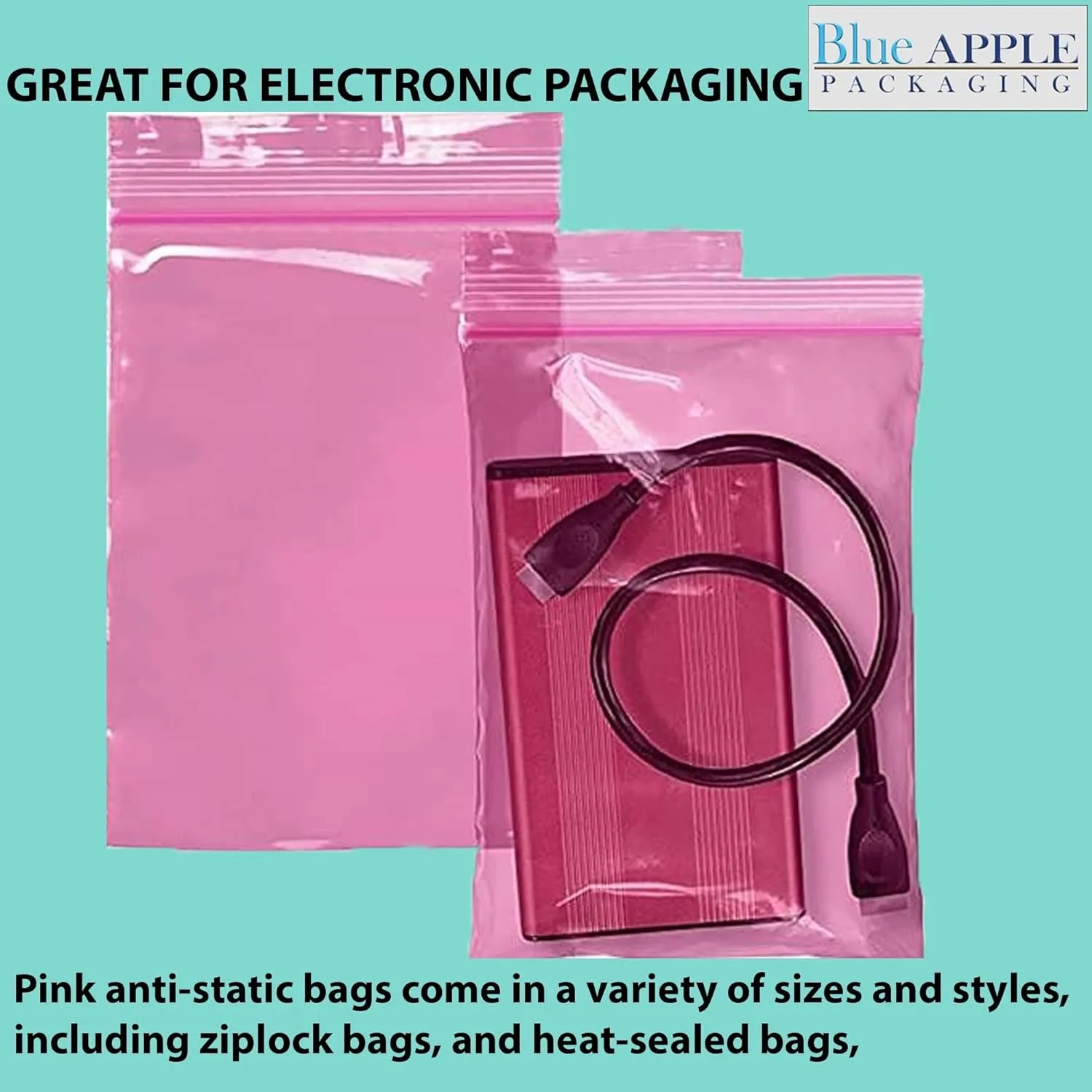 13X18 inches Pink Anti Static Zip Lock Bags 4 Mil