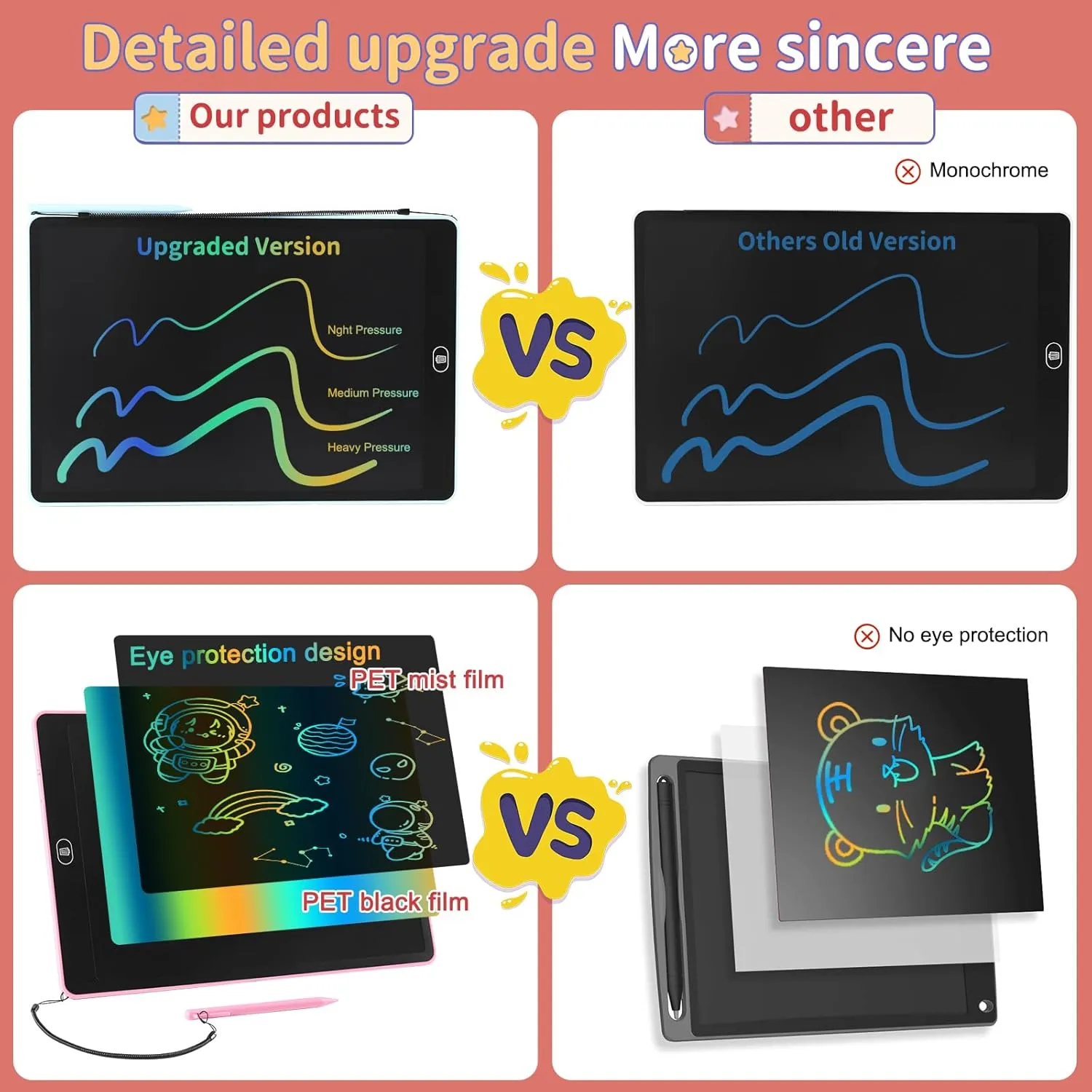 16 LCD Writing Tablet Colorful Drawing Board Toy Gifts for Kids 3 4 5 6 7 8 