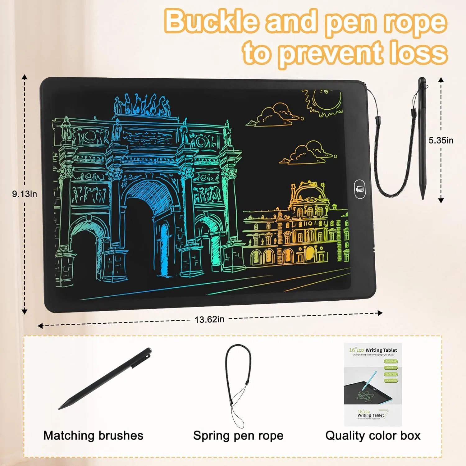16 LCD Writing Tablet Colorful Drawing Board Toy Gifts for Kids 3 4 5 6 7 8 