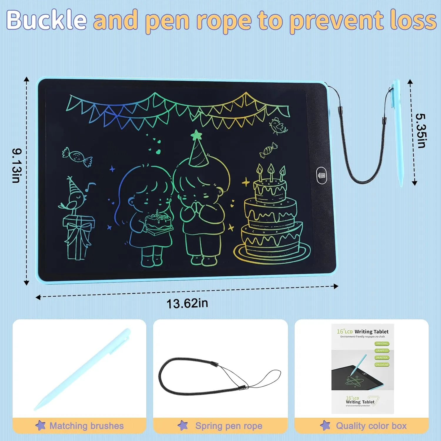 16 LCD Writing Tablet Colorful Drawing Board Toy Gifts for Kids 3 4 5 6 7 8 