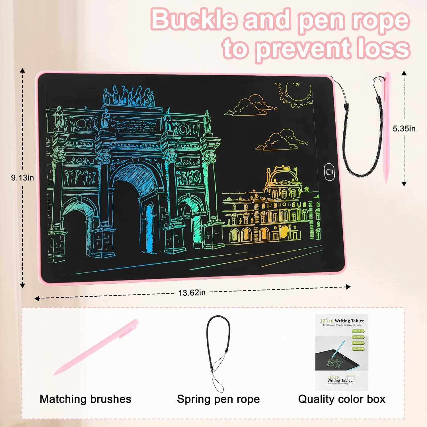 16 LCD Writing Tablet Colorful Drawing Board Toy Gifts for Kids 3 4 5 6 7 8 