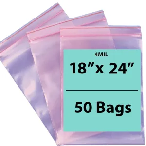 18X24 inches Pink Anti Static Zip Lock Bags 4 Mil