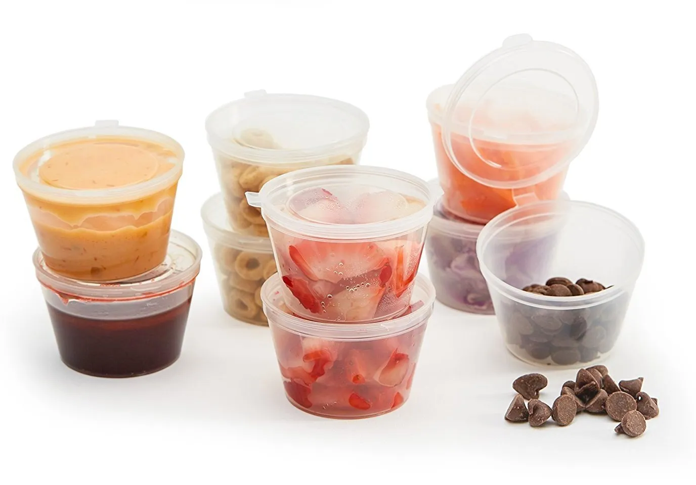 2-Compartment BPA-Free Baby Food and Snack Freezer Storage Containers with Hinged Lids (3.5 oz 50 Pack) | Travel Snack Cups | Store Homemade, Organic