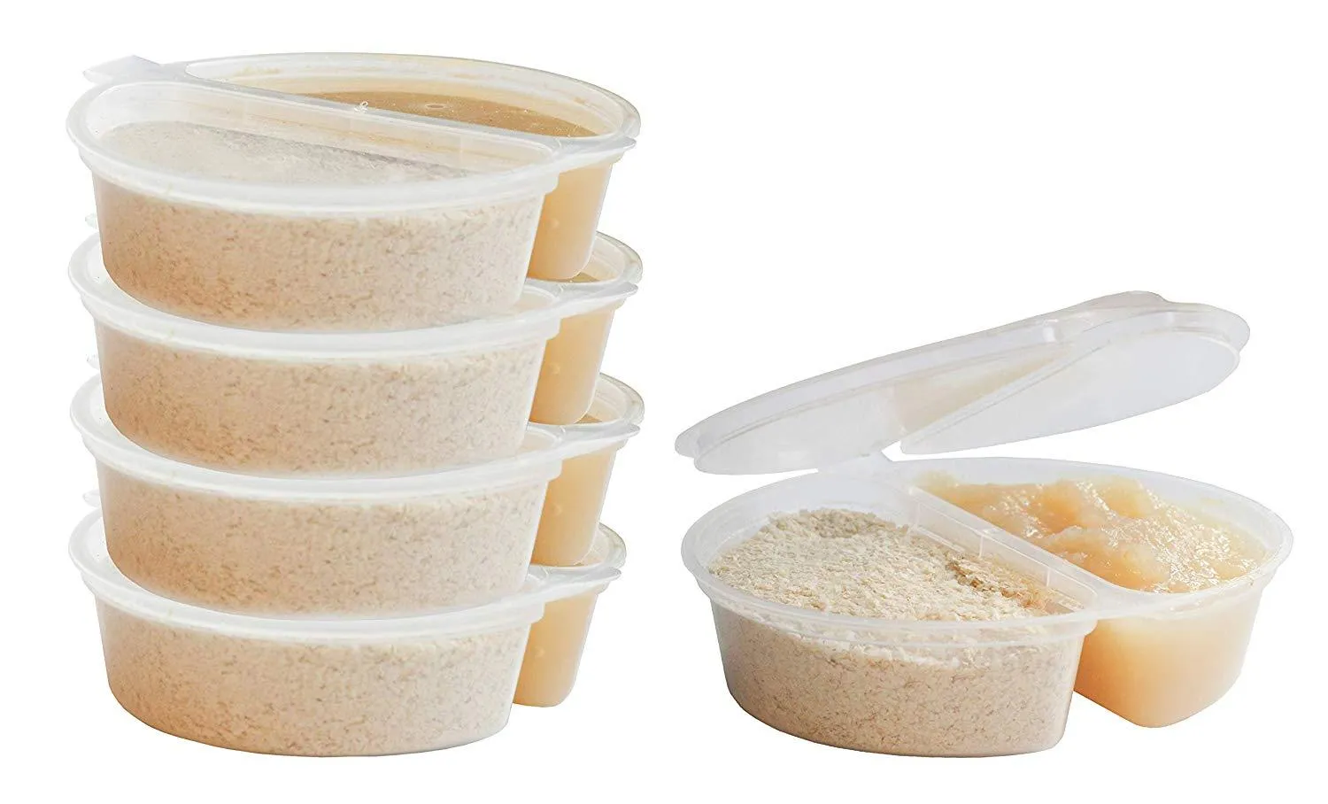 2-Compartment BPA-Free Baby Food and Snack Freezer Storage Containers with Hinged Lids (3.5 oz 50 Pack) | Travel Snack Cups | Store Homemade, Organic