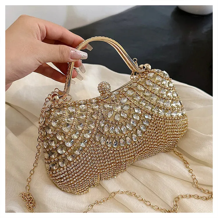 2024 Luxurious Women Banquet Handbags New Diamond-Studded Tassel Evening Bags Femme Wedding Purse Dress Beaded Party Clutch