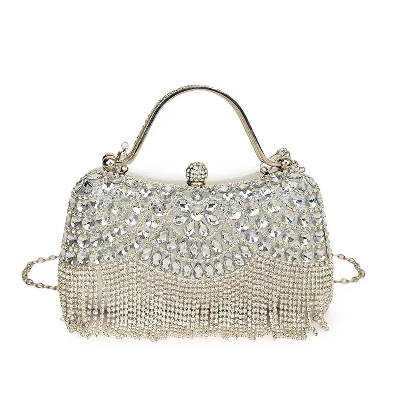 2024 Luxurious Women Banquet Handbags New Diamond-Studded Tassel Evening Bags Femme Wedding Purse Dress Beaded Party Clutch