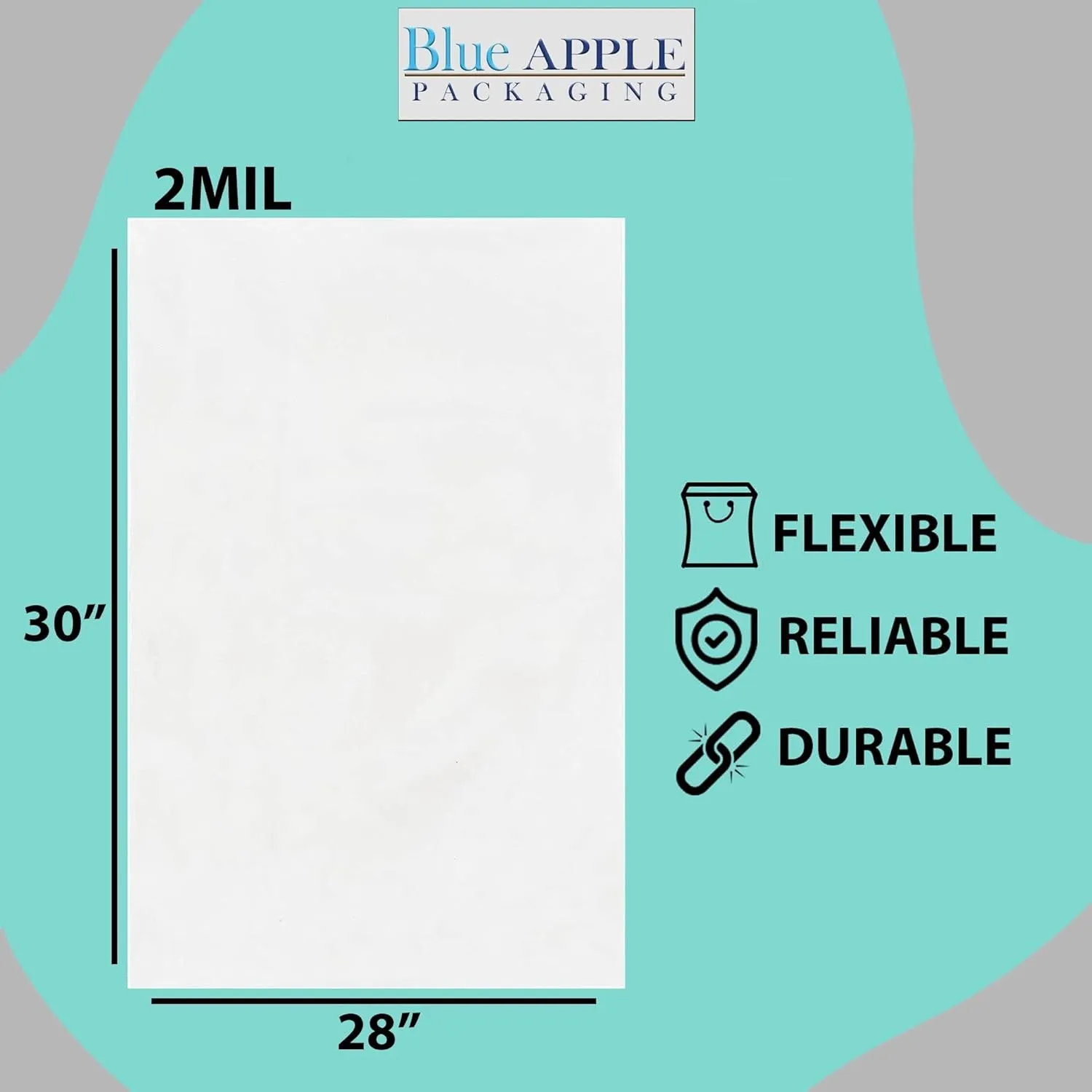 28X30 inches Clear Flat Poly Bags 2Mil Open Top (LDPE)