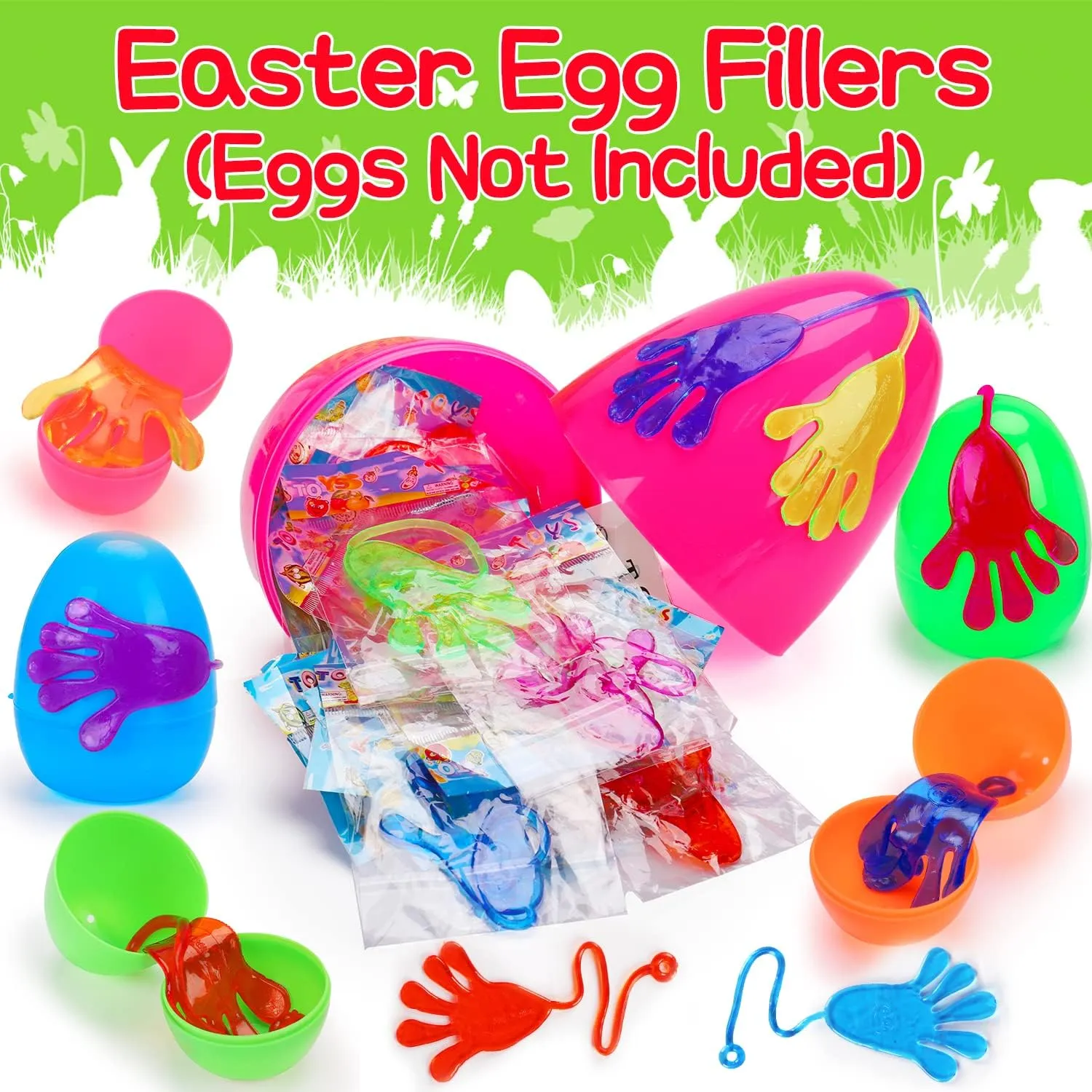 40 Pcs Sticky Hands For Kids Class Valentine Exchange Gift Stretchy Treasure Box Toy Classroom Prize Student Mini Toys Bulk Prize Fillers Slap Hand Party Favor Supplies Goodie Bag Stuffer Boy Girl