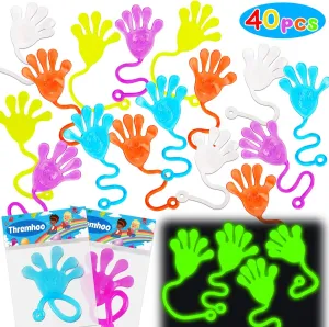 40 Pcs Sticky Hands For Kids Class Valentine Exchange Gift Stretchy Treasure Box Toy Classroom Prize Student Mini Toys Bulk Prize Fillers Slap Hand Party Favor Supplies Goodie Bag Stuffer Boy Girl