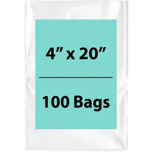 4X20 inches Clear Flat Poly Bags 3Mil Open Top (LDPE)