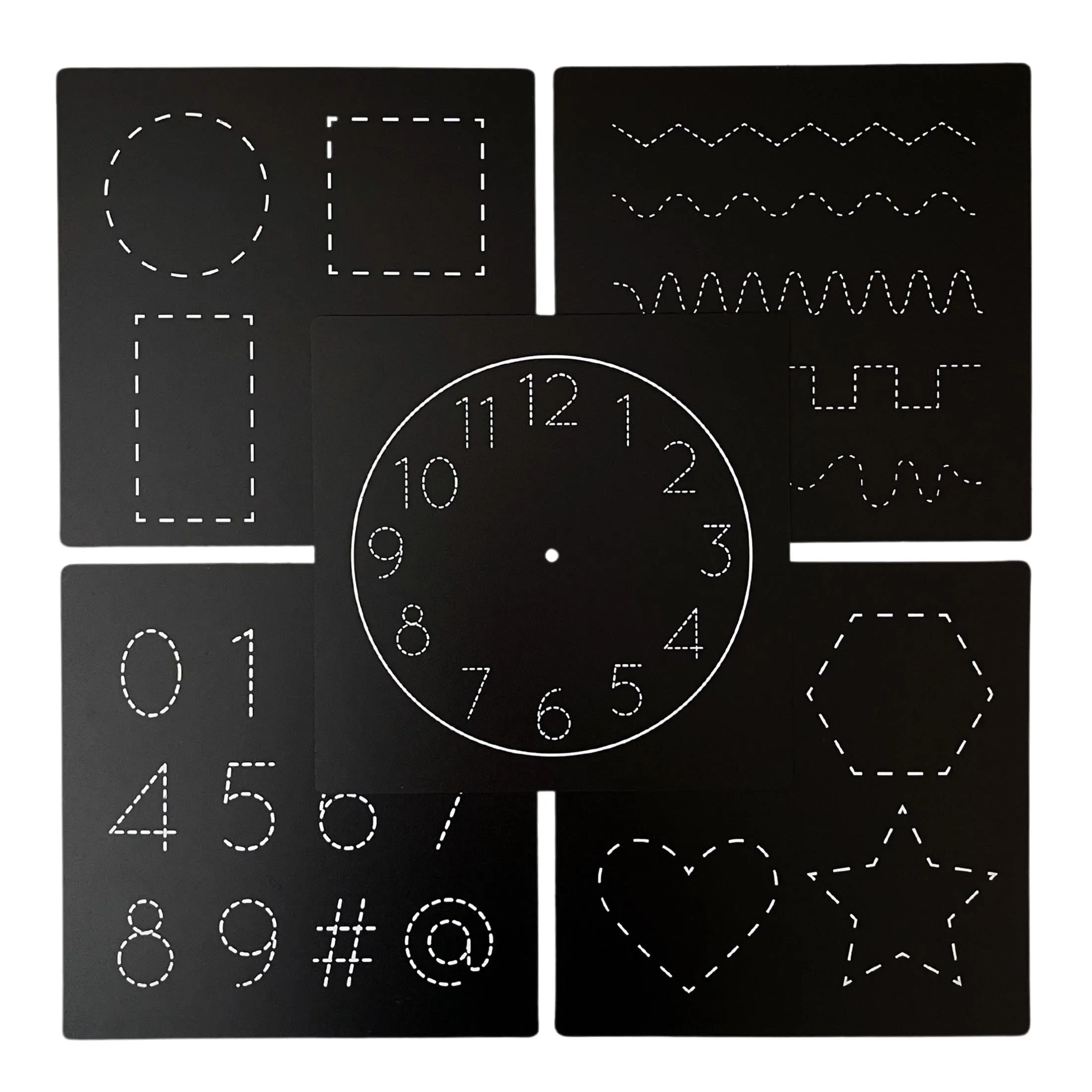 5 Dry Erase Montessori Chalk Board Set for Preschool- Shapes   Numbers