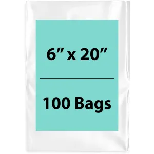 6X20 inches Clear Flat Poly Bags 3Mil Open Top (LDPE)