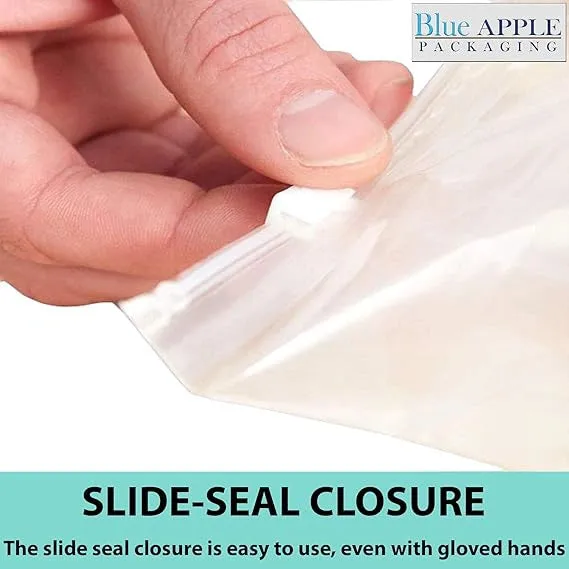 6X9 inches Resealable Poly Bags With Slide Seal 2.75 Mil (LDPE)