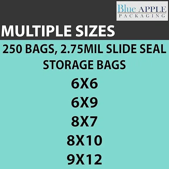 6X9 inches Resealable Poly Bags With Slide Seal 2.75 Mil (LDPE)