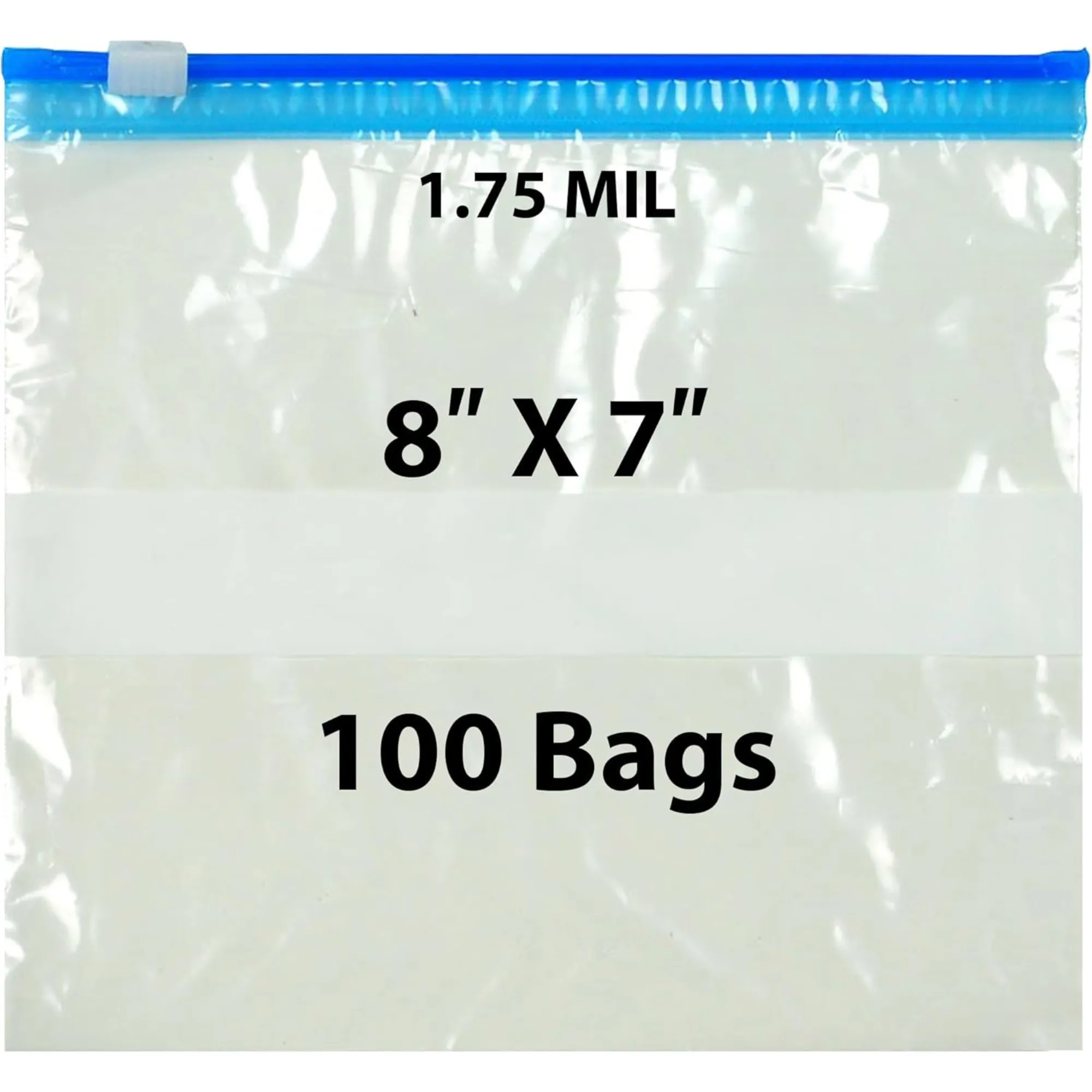 8X7 inches Slide Seal Bags No Leak w/ White Block 1.75 Mil LDPE