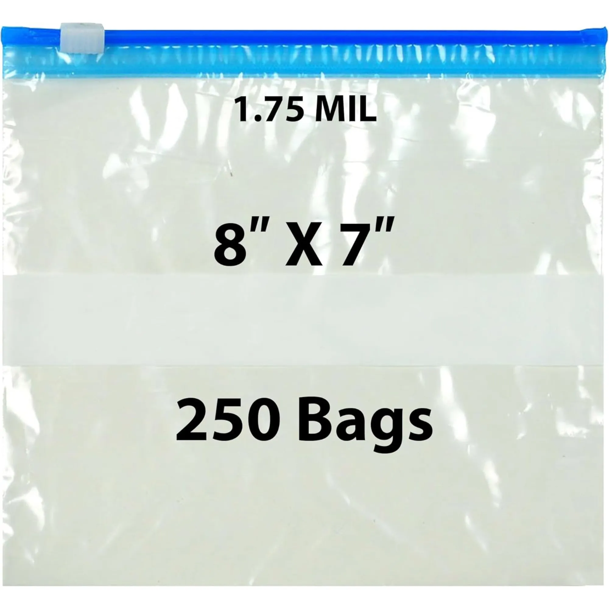 8X7 inches Slide Seal Bags No Leak w/ White Block 1.75 Mil LDPE