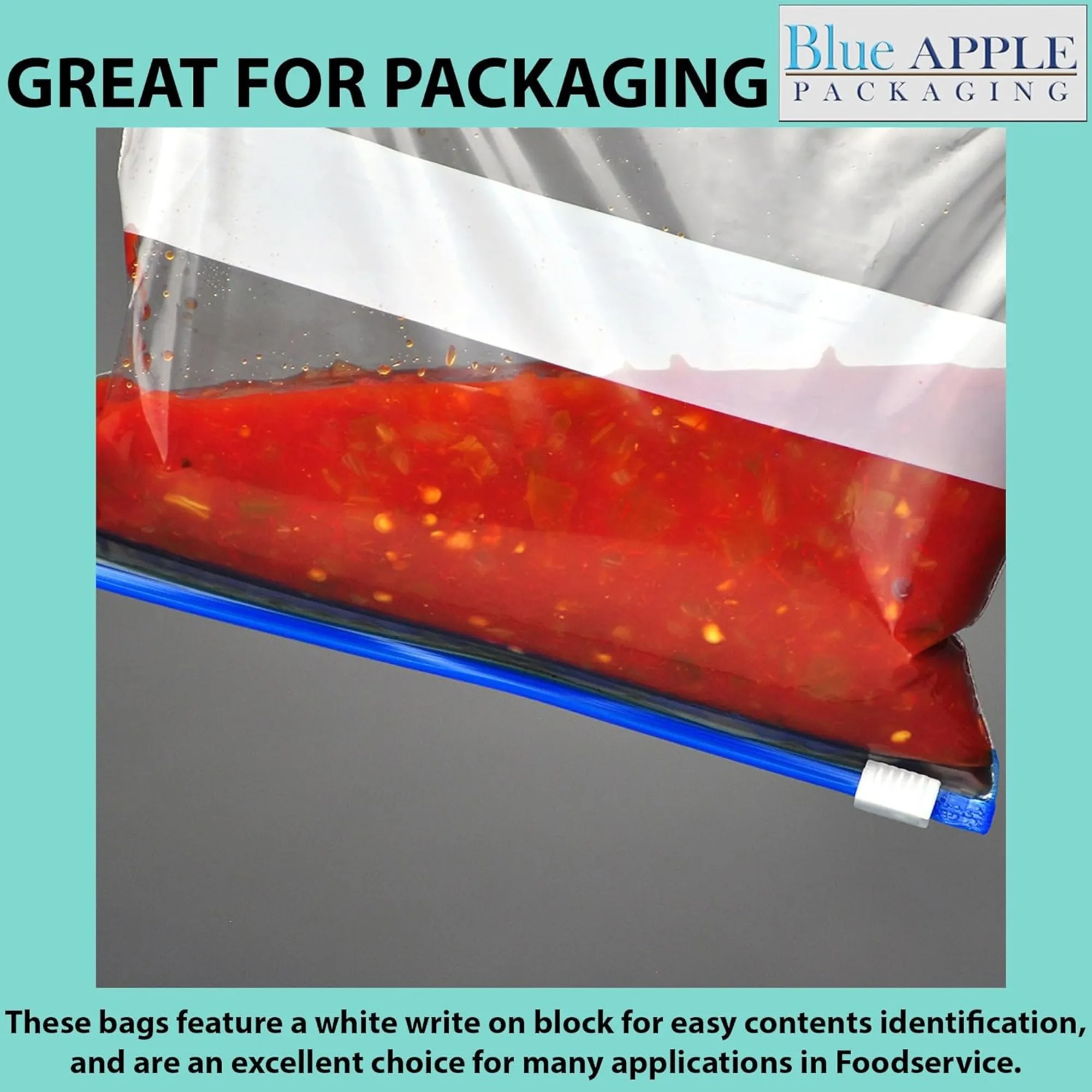 8X7 inches Slide Seal Bags No Leak w/ White Block 1.75 Mil LDPE