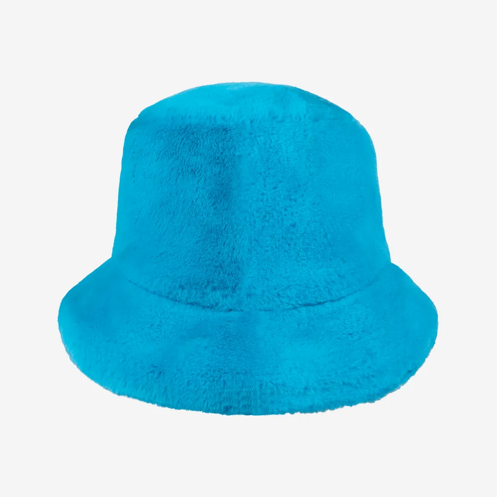 Adult Fur Bucket Hat: Turquoise