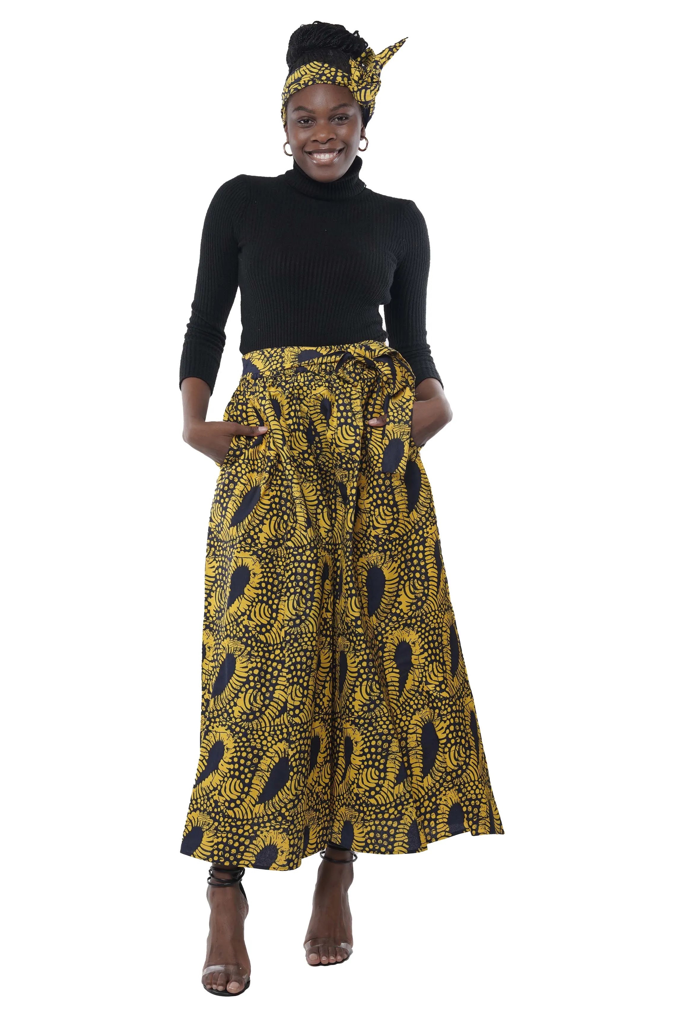 African Wide Palazzo Pants & Matching Handbag Set