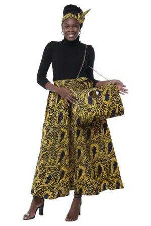 African Wide Palazzo Pants & Matching Handbag Set