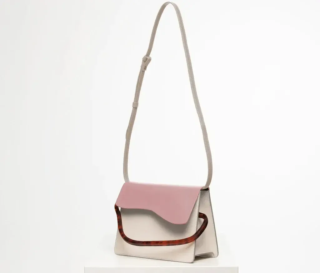 AIGES | BIANCO-DUSTY ROSE Leather Handbag by NATURAE SACRA