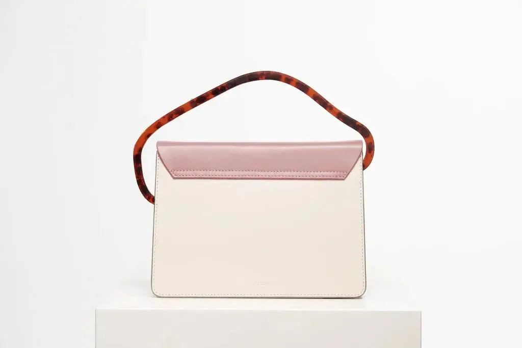 AIGES | BIANCO-DUSTY ROSE Leather Handbag by NATURAE SACRA