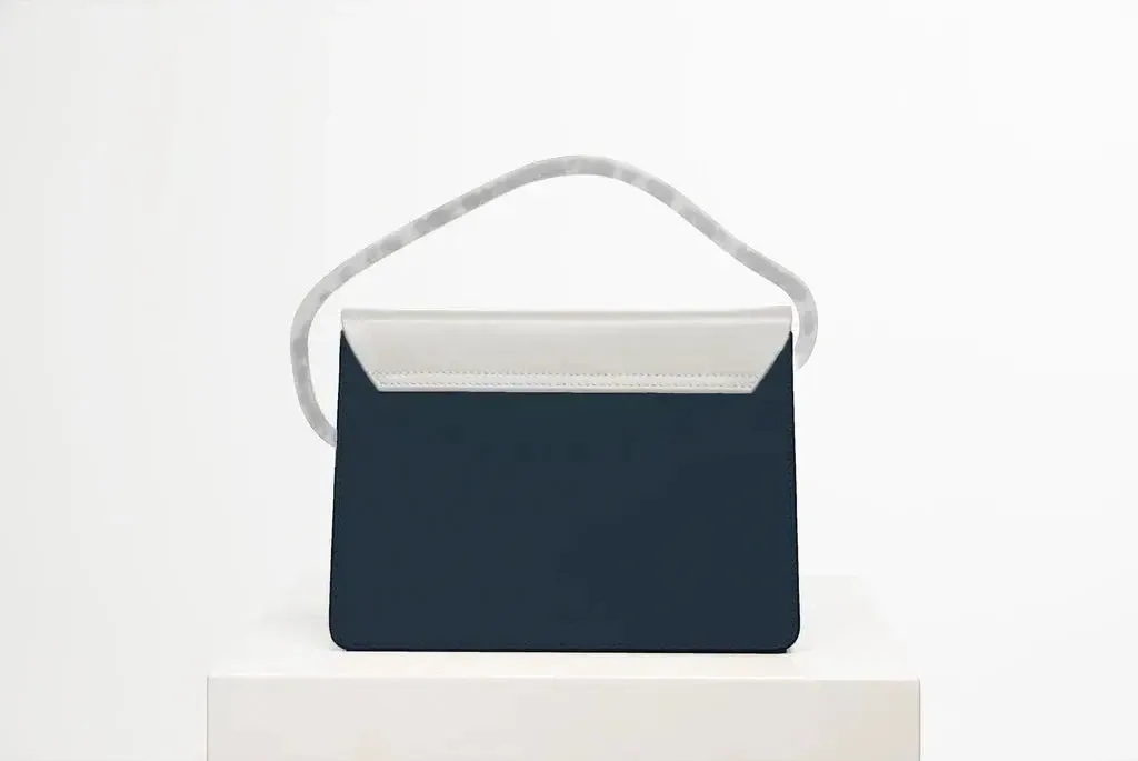 AIGES | ELECTRIC BLUE-BIANCO Leather Handbag by NATURAE SACRA