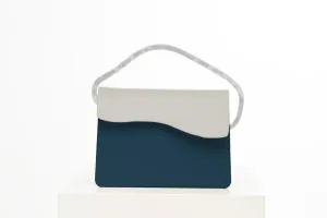 AIGES | ELECTRIC BLUE-BIANCO Leather Handbag by NATURAE SACRA