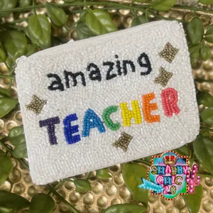 Amazing Teacher Beaded Coin Bag