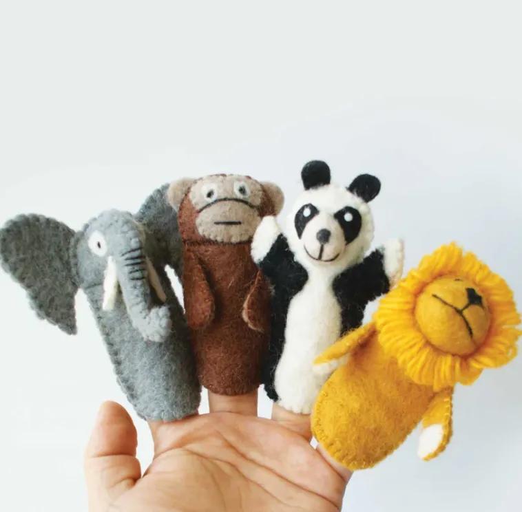 Animal Finger Puppets Felted Wool