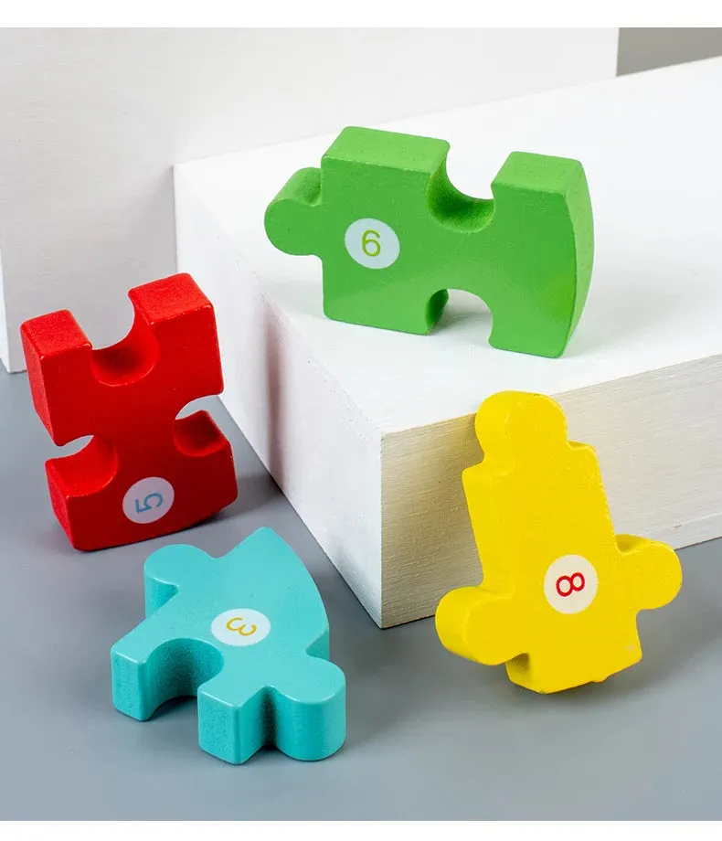 Animal Wooden Puzzles for Toddlers, Colors and Counting Building Toys and Toddler Games, Montessori Toys Wood Blocks, Toddler gift, Kids Christmas gift C149