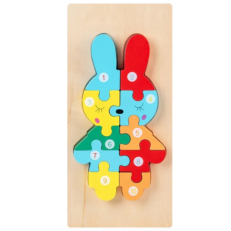 Animal Wooden Puzzles for Toddlers, Colors and Counting Building Toys and Toddler Games, Montessori Toys Wood Blocks, Toddler gift, Kids Christmas gift C149