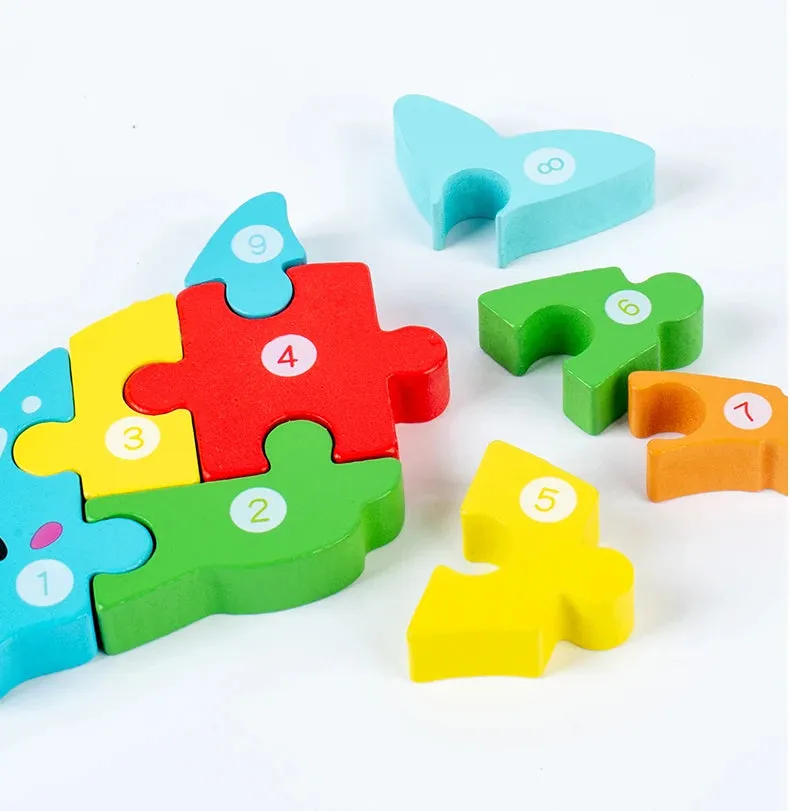 Animal Wooden Puzzles for Toddlers, Colors and Counting Building Toys and Toddler Games, Montessori Toys Wood Blocks, Toddler gift, Kids Christmas gift C149
