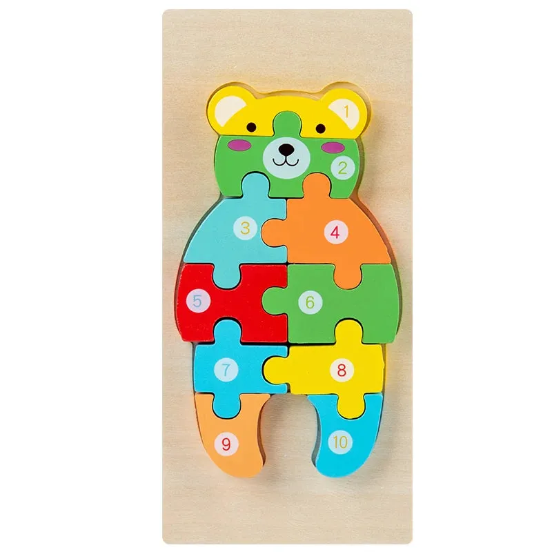 Animal Wooden Puzzles for Toddlers, Colors and Counting Building Toys and Toddler Games, Montessori Toys Wood Blocks, Toddler gift, Kids Christmas gift C149