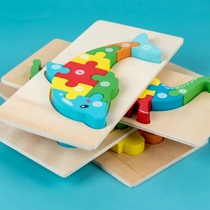 Animal Wooden Puzzles for Toddlers, Colors and Counting Building Toys and Toddler Games, Montessori Toys Wood Blocks, Toddler gift, Kids Christmas gift C149