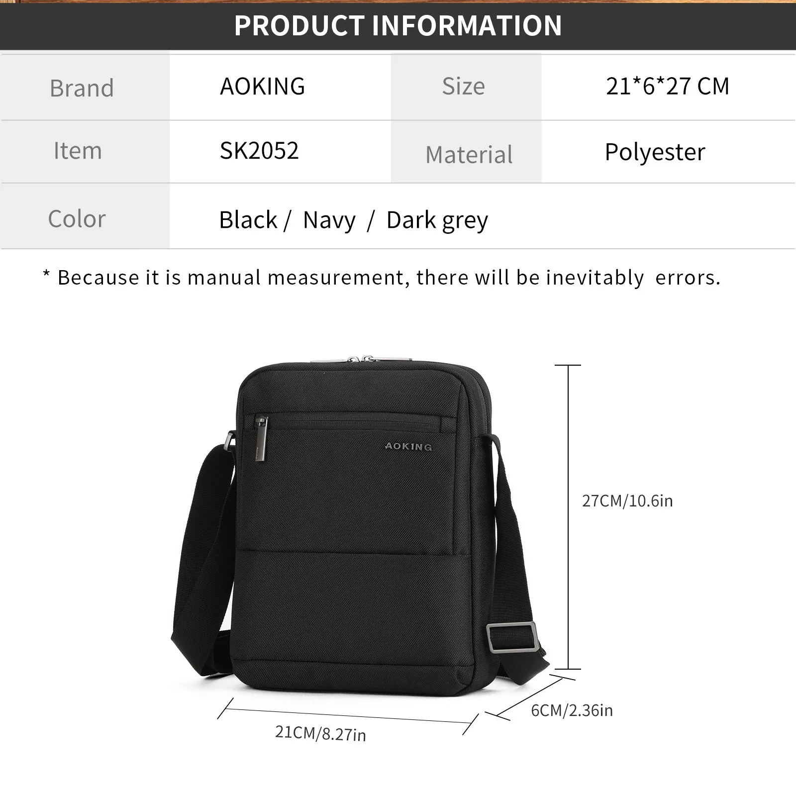 Aoking Durable Large Capacity Cross-Body Shoulder Bag SK2052