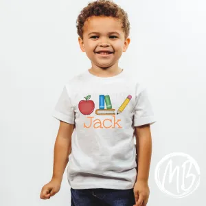 Apple Books & Pencil Trio w/name Tee