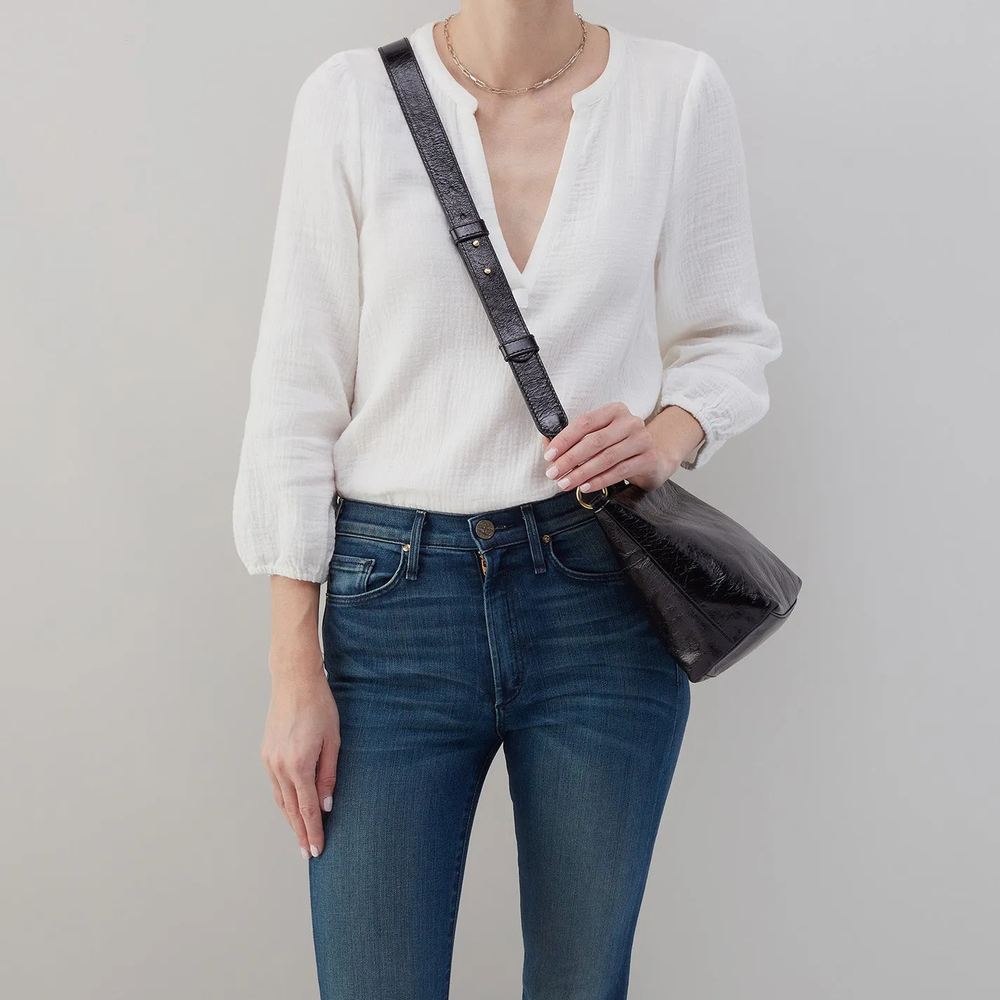 Ashe Crossbody In Polished Leather - Brick