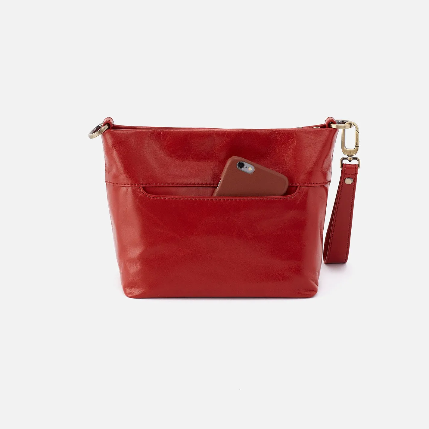 Ashe Crossbody In Polished Leather - Brick