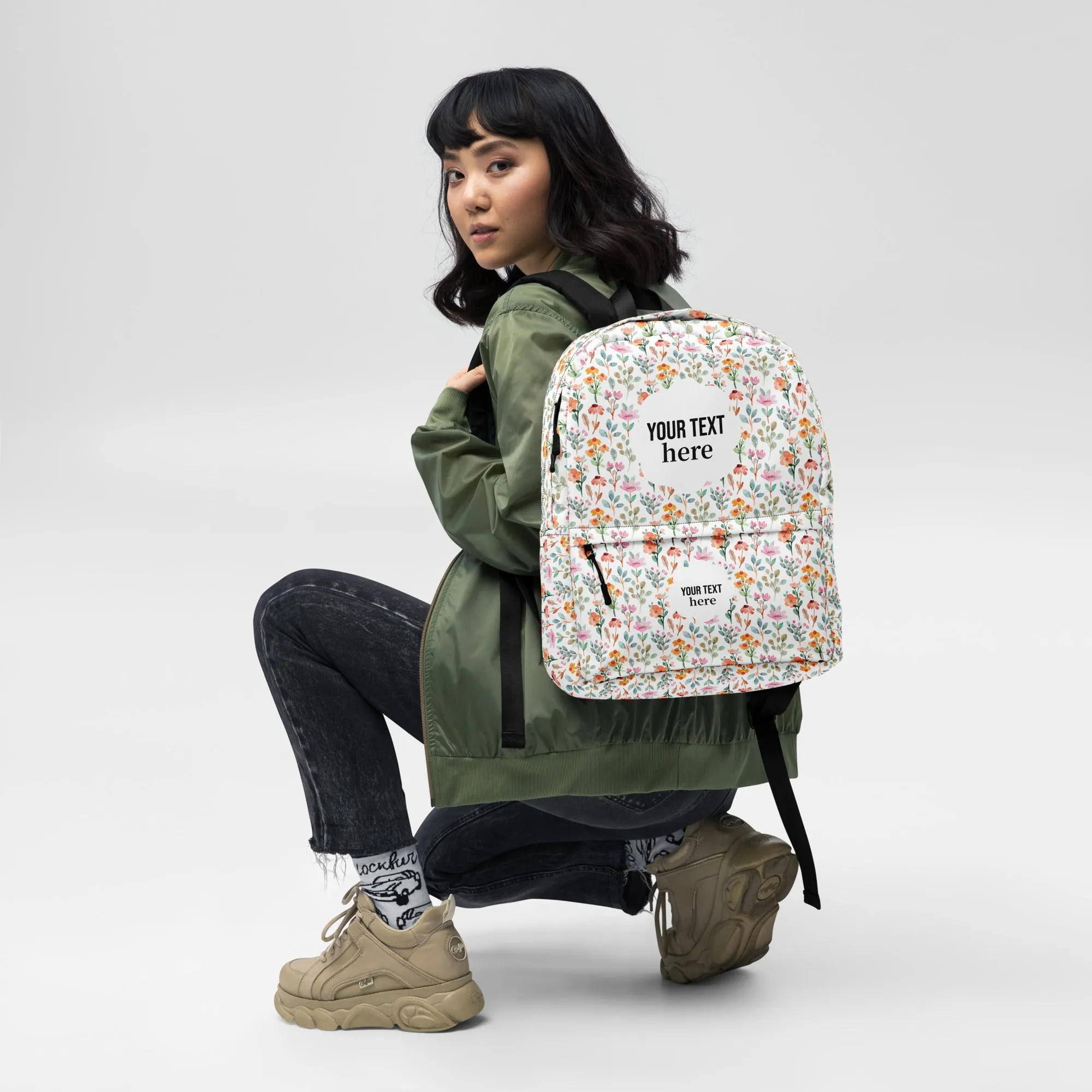 Backpack - flower pattern - print your demand