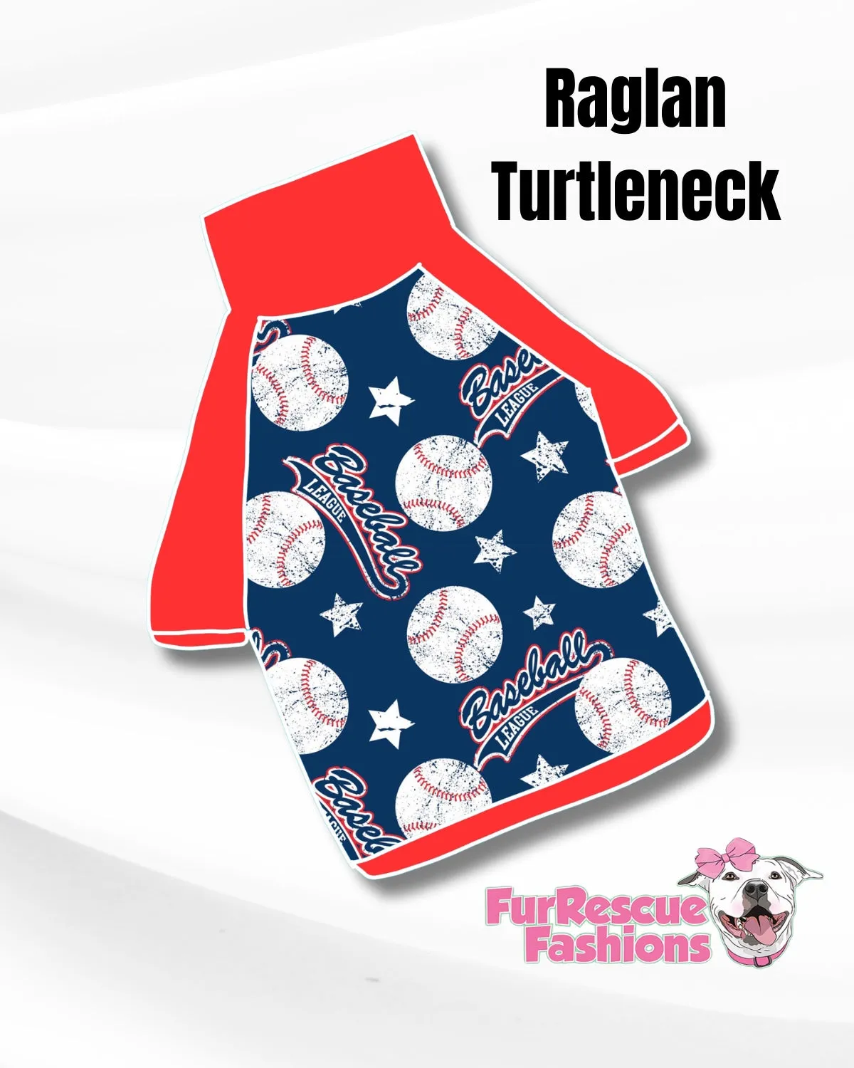 Baseball Love Dog Pajama with Red Neck & Trim/Sleeves