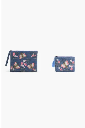 Beaded Bee Embellished Wristlet and Mini Pouch Set