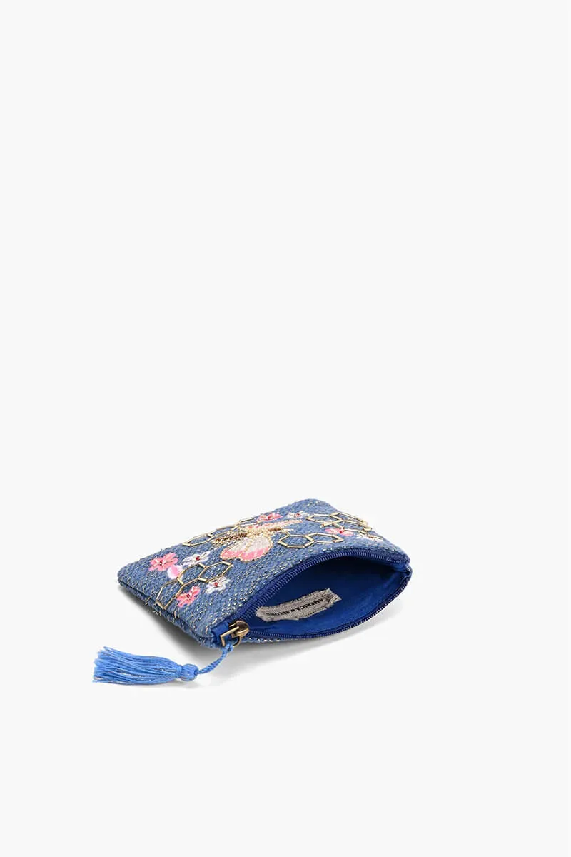 Beaded Bee Embellished Wristlet and Mini Pouch Set
