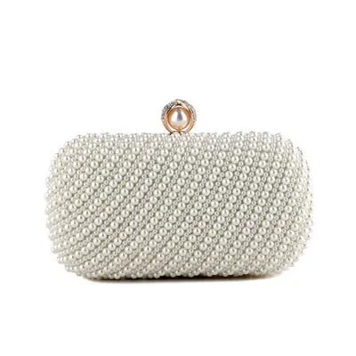 Beaded Diamonds Women Evening Bags Vintage Embroidery Small Pearl Day Clutch Shoulder Chain Handbags Rhinestones Purse